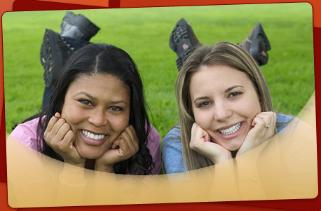 stock photo of two girls outside